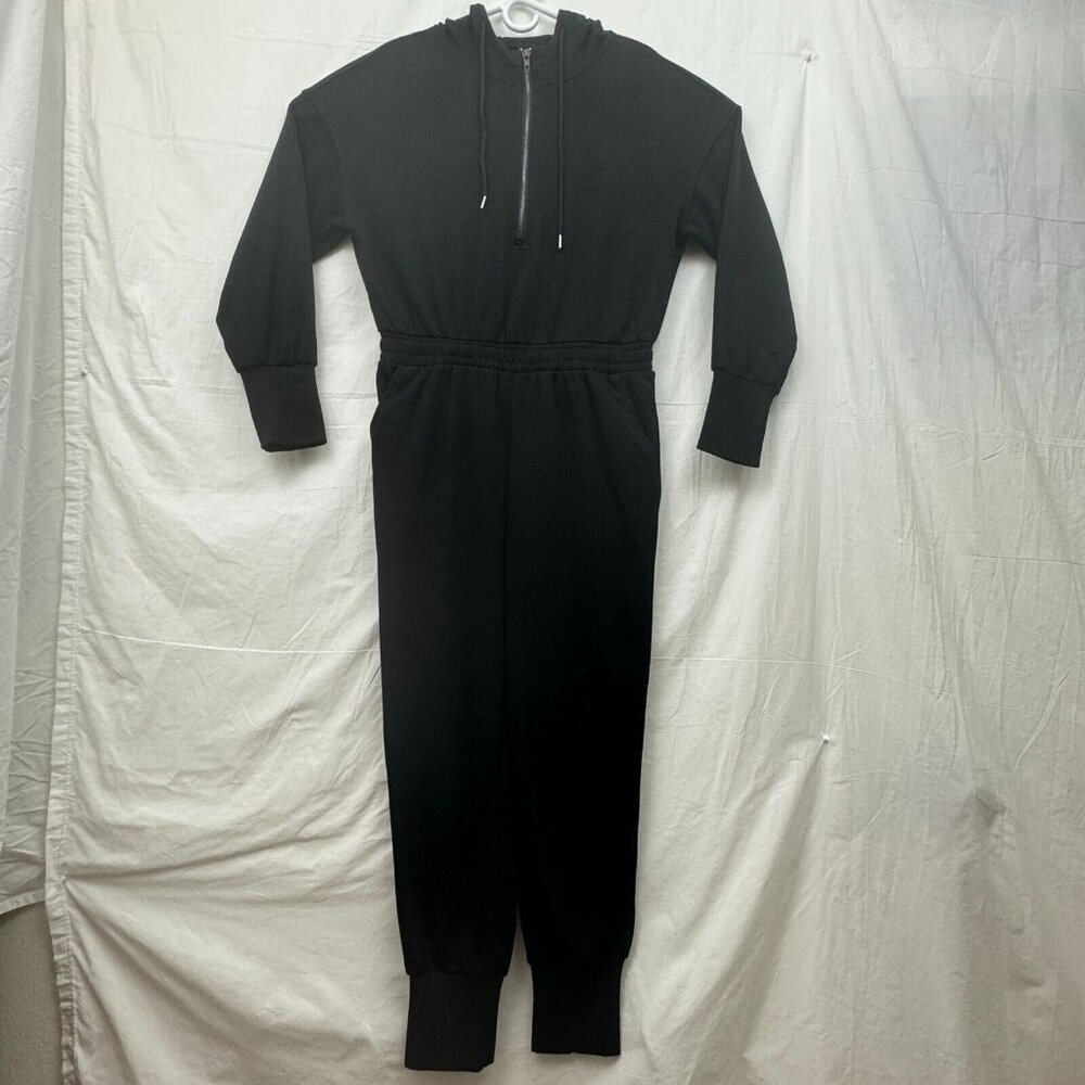 Long Sleeve Zip Up Jumpsuit Fall Casual One-Piece Romper Women M Black Caracilia